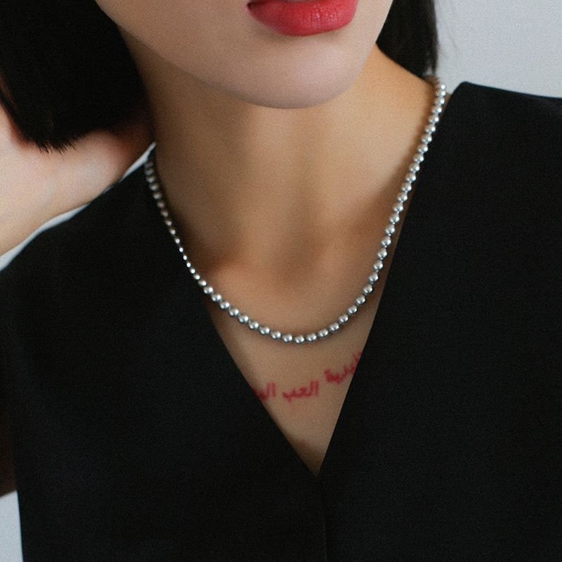 Elegant 5mm Gray Pearl Necklace - floysun