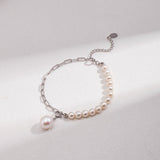 Elegant Baroque Pearl Splice Chain Bracelet - floysun
