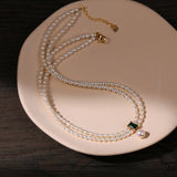 Elegant Emerald Freshwater Pearl Short Necklace - floysun