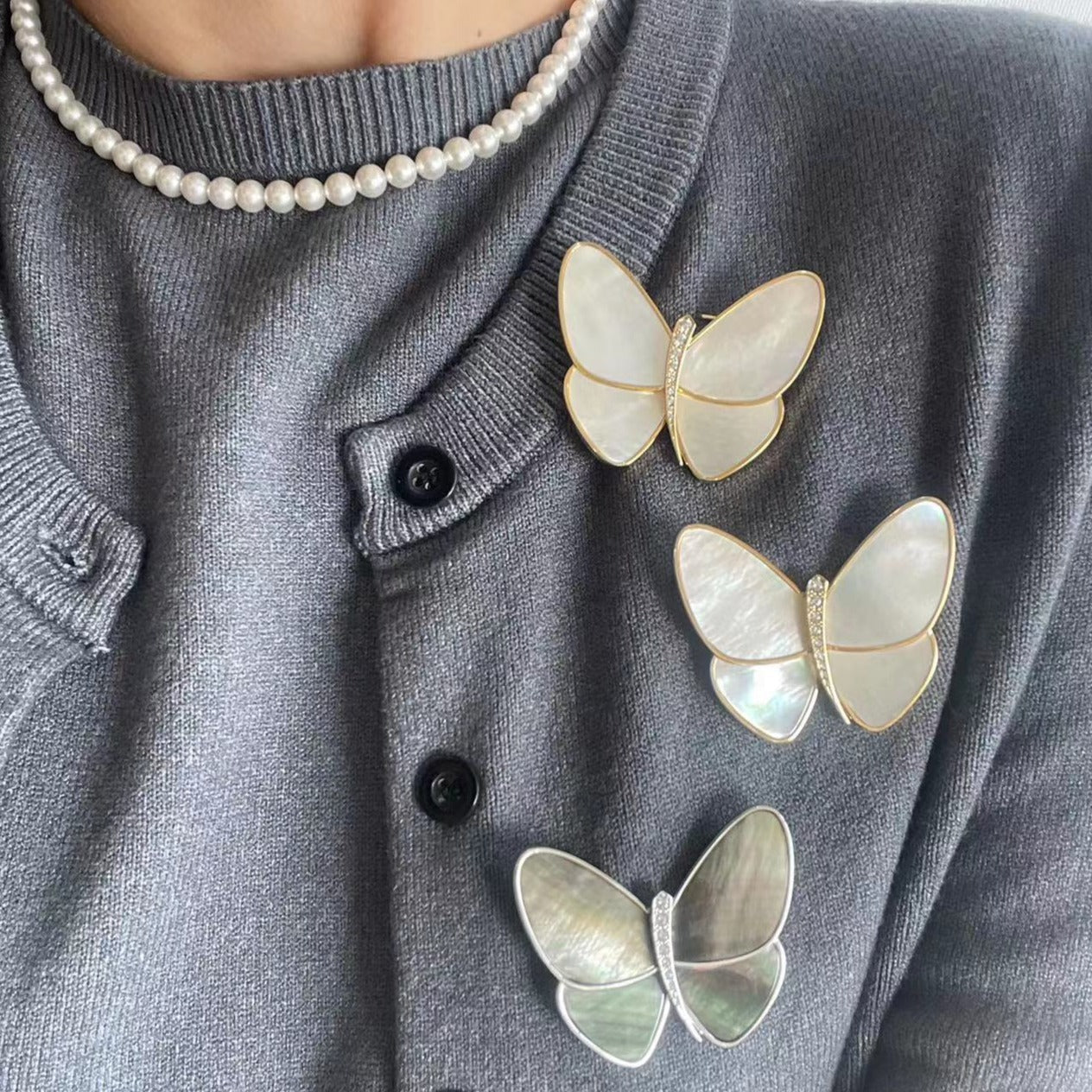 Elegant Mother of Pearl Butterfly Brooch - floysun