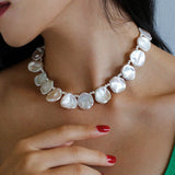 Elegant Natural Baroque Large Petal Pearl Necklace - floysun