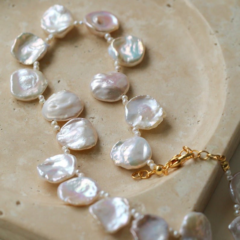 Elegant Natural Baroque Large Petal Pearl Necklace - floysun