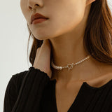 Elegant Swarovski Pearl Gradient Collarbone Necklace - floysun