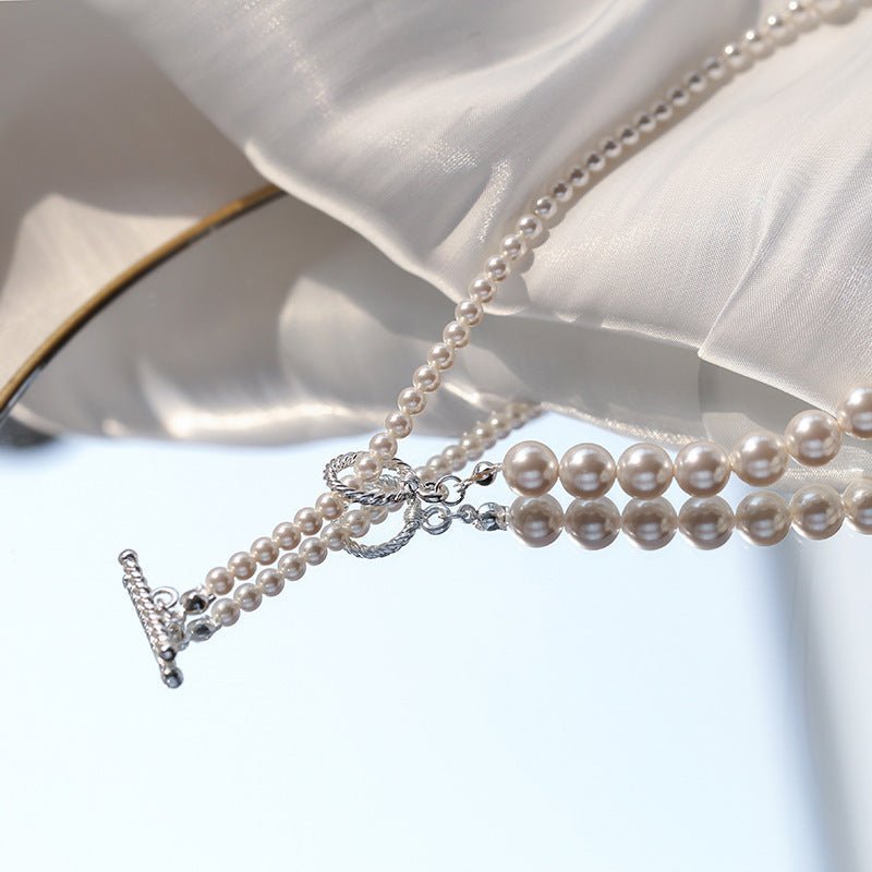Elegant Swarovski Pearl Gradient Collarbone Necklace - floysun