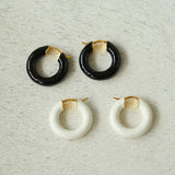 Enamel Glazed Geometric Hoop Earrings - floysun