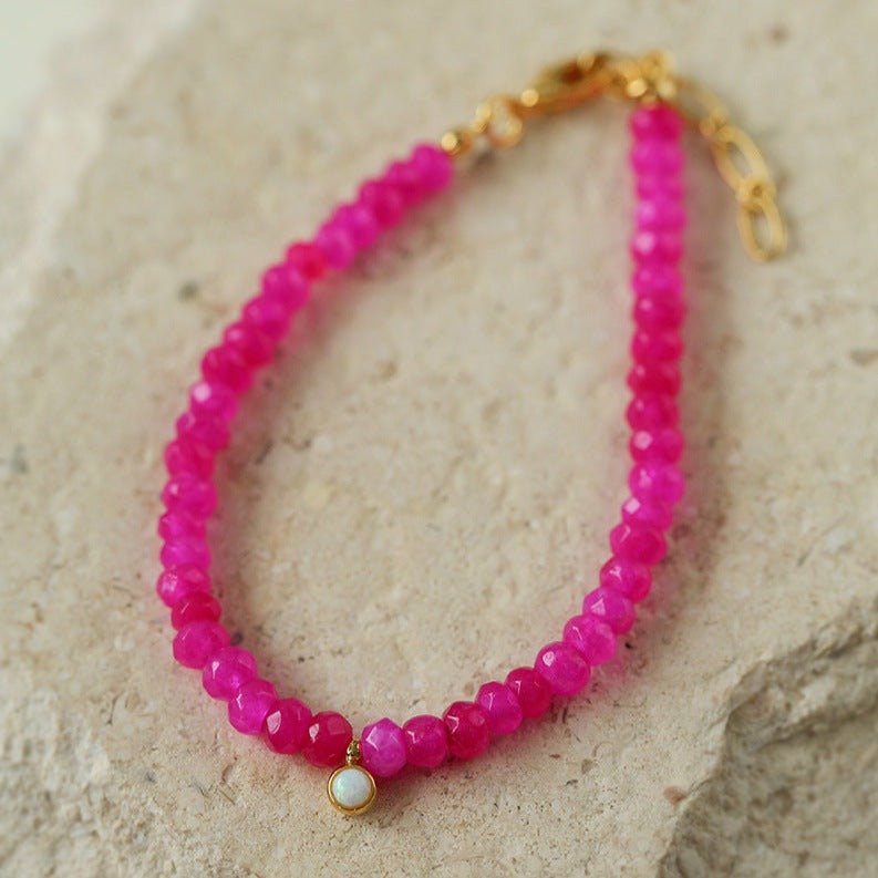Enchanting Dragon Fruit Hued Beads Opal Bracelet - floysun