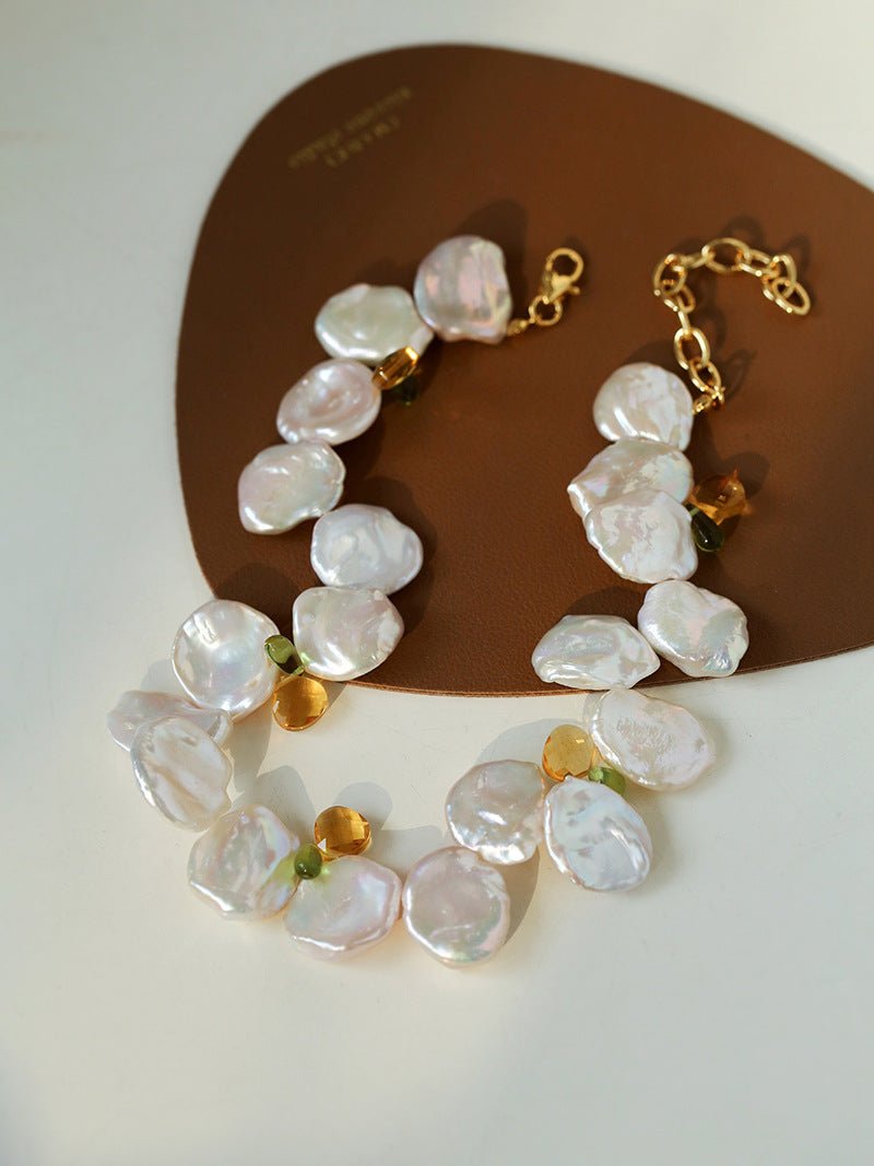 Exaggerated Large Petal Baroque Pearl Necklace - floysun