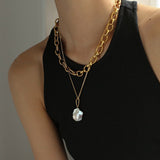 Fashion Baroque Shaped Pearl Pendant Necklace - floysun