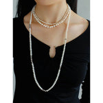 Fashion Freshwater Pearl Long Silver Necklace - floysun