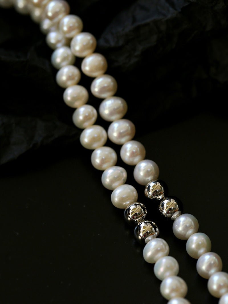 Fashion Freshwater Pearl Long Silver Necklace - floysun