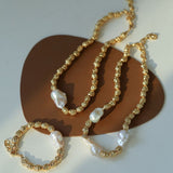 Fashionable Metallic Baroque Pearl Necklace A Style - floysun