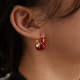 Festive Red Glazed Drop Ear Hoops - floysun