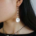 French Large Petal Baroque Paneled Bead Long Earrings - floysun