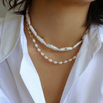 Freshwater Baroque Pearl Overlapping Clavicle Chain - floysun