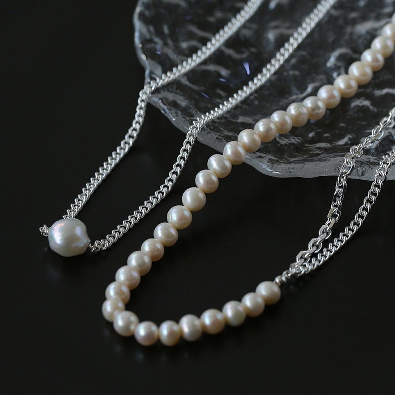 Freshwater Pearl Panel Chain Necklace - floysun