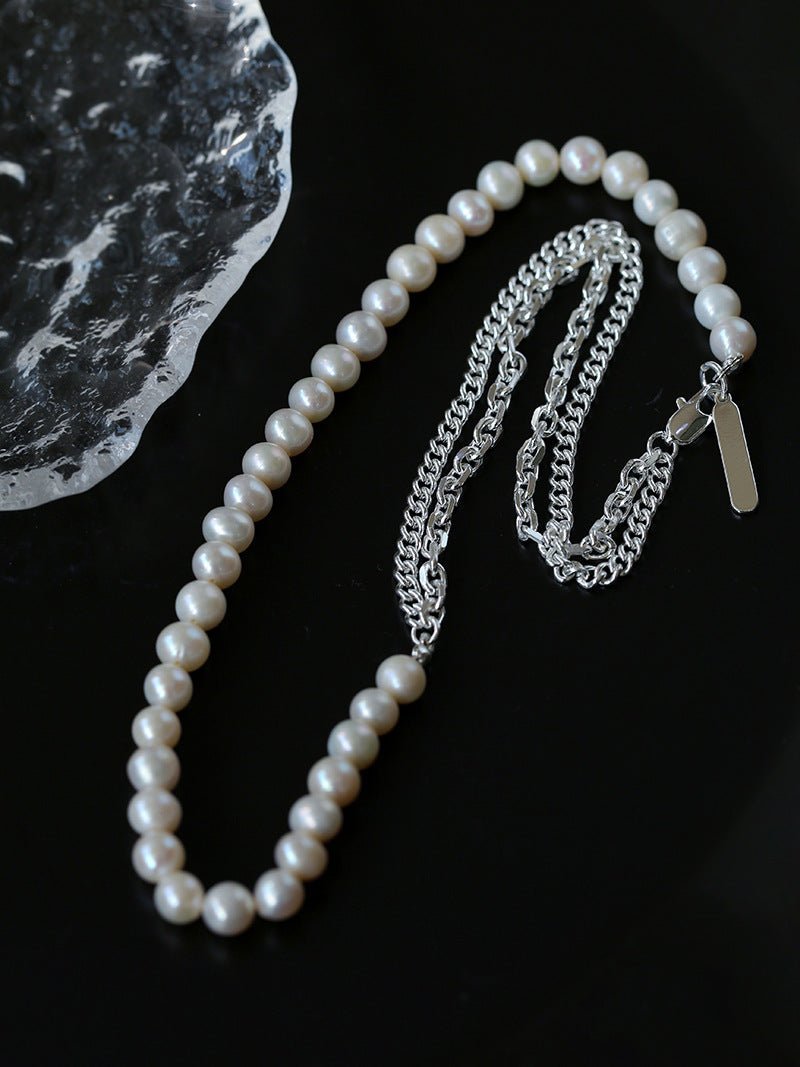 Freshwater Pearl Panel Chain Necklace - floysun