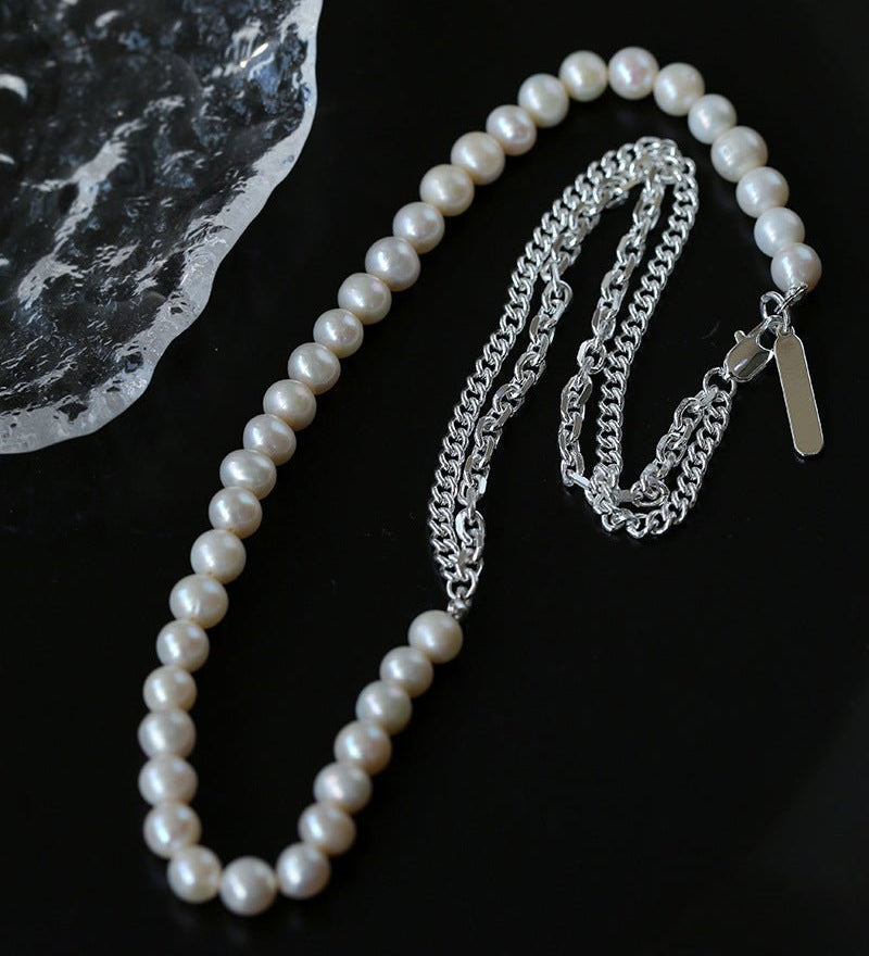 Freshwater Pearl Panel Chain Necklace - floysun