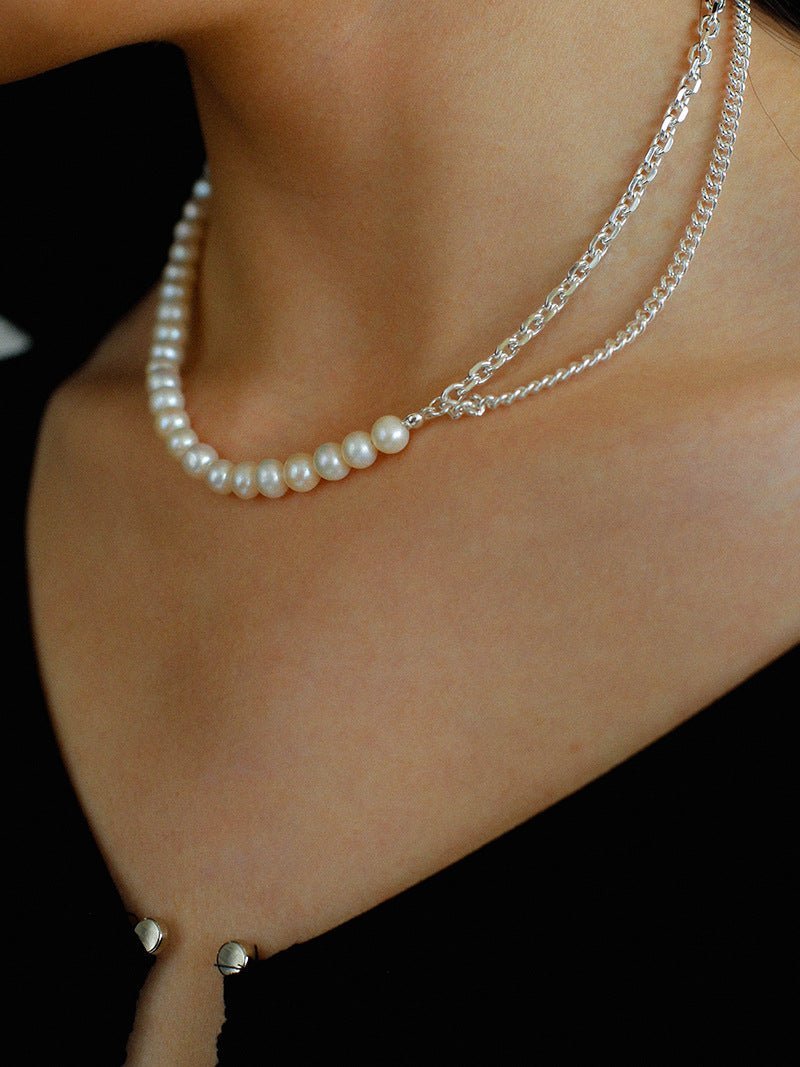 Freshwater Pearl Panel Chain Necklace - floysun