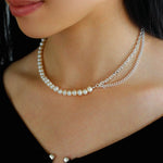 Freshwater Pearl Panel Chain Necklace - floysun