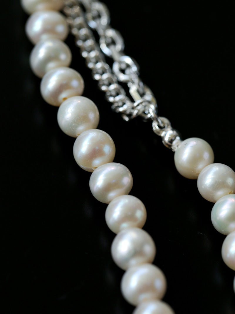 Freshwater Pearl Panel Chain Necklace - floysun
