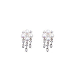 Freshwater Pearl Zircon Fringed Stud Earrings - floysun