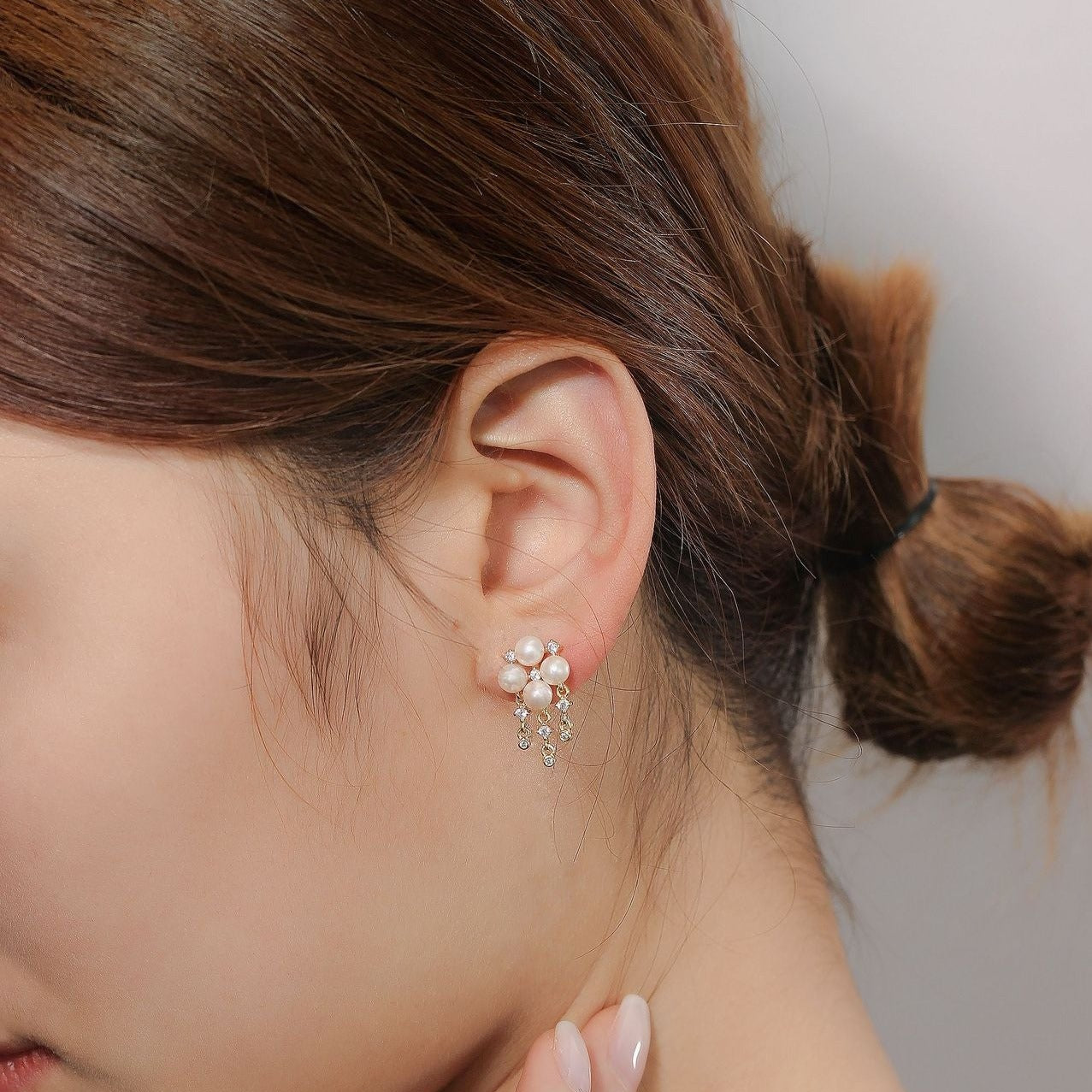 Freshwater Pearl Zircon Fringed Stud Earrings - floysun