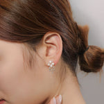 Freshwater Pearl Zircon Fringed Stud Earrings - floysun