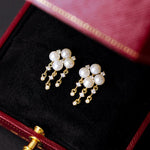 Freshwater Pearl Zircon Fringed Stud Earrings - floysun