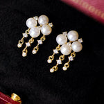 Freshwater Pearl Zircon Fringed Stud Earrings - floysun