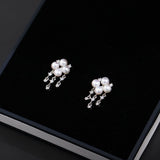 Freshwater Pearl Zircon Fringed Stud Earrings - floysun