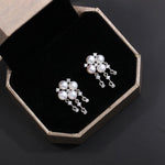 Freshwater Pearl Zircon Fringed Stud Earrings - floysun