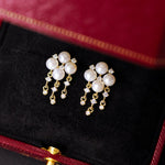 Freshwater Pearl Zircon Fringed Stud Earrings - floysun