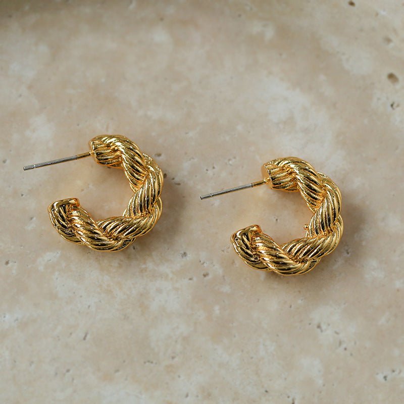 Fried Dough Twists C-shaped Earrings - floysun