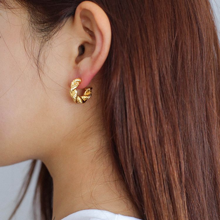 Fried Dough Twists C-shaped Earrings - floysun