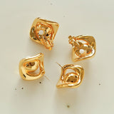 Geometric Black Onyx C Pearl Earrings Ear Clip