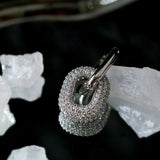 Geometric Lock Ring Full Diamond Zircon Silver Earrings - floysun