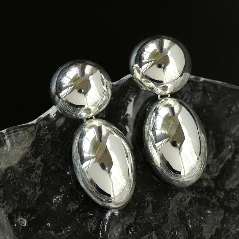 Geometric Metal Scenery Oval Earrings - floysun