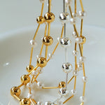 Gold Ball and Silver Ball Stitching Necklaces - floysun
