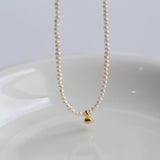 Gold Beans Pearl Collar Chain Necklace - floysun