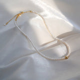 Gold Beans Pearl Collar Chain Necklace - floysun