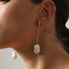 Gold Branch Baroque Pearl Earrings Type A - floysun