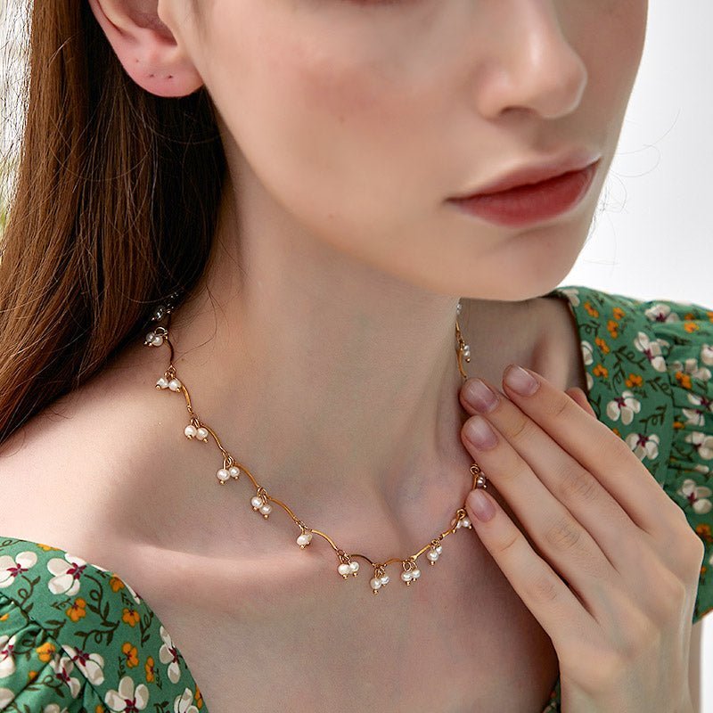 Gold Cherry Pearl Necklace - floysun