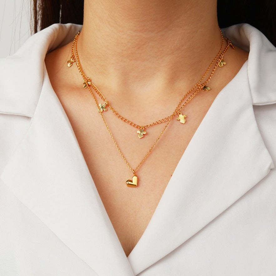 Gold Love Heart Pendant Necklace - floysun