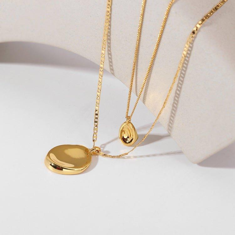 Gold-Plated Irregular Double-Layer Pendant Necklace - floysun