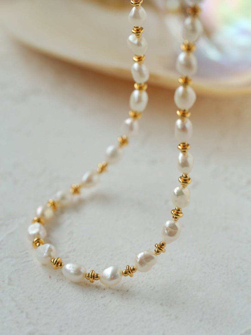 Golden Bean Freshwater Pearls Necklace - floysun