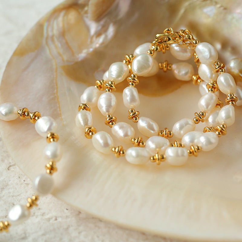 Golden Bean Freshwater Pearls Necklace - floysun