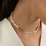 Golden Harmony Baroque Pearl Collar Necklace - floysun