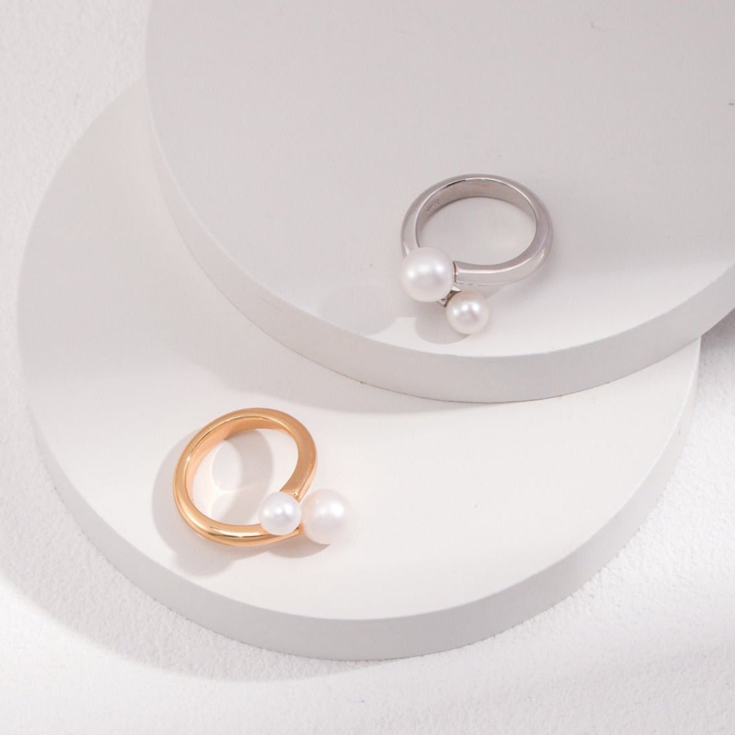 Graceful Pearl Elegance: Sterling Silver Natural Pearl Ring - floysun