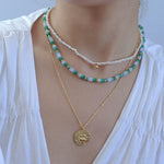 Gradient Teal Beaded Necklace - floysun