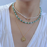 Gradient Teal Beaded Necklace - floysun